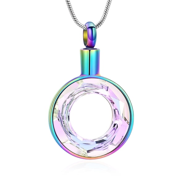 Circle of Life Necklace for Cremation Ashes Holder Necklace for Ashes of Loved One Pendent for Ashes and Chain Memorial Jewelry