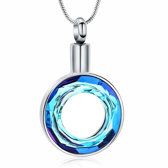 Circle of Life Necklace for Cremation Ashes Holder Necklace for Ashes of Loved One Pendent for Ashes and Chain Memorial Jewelry