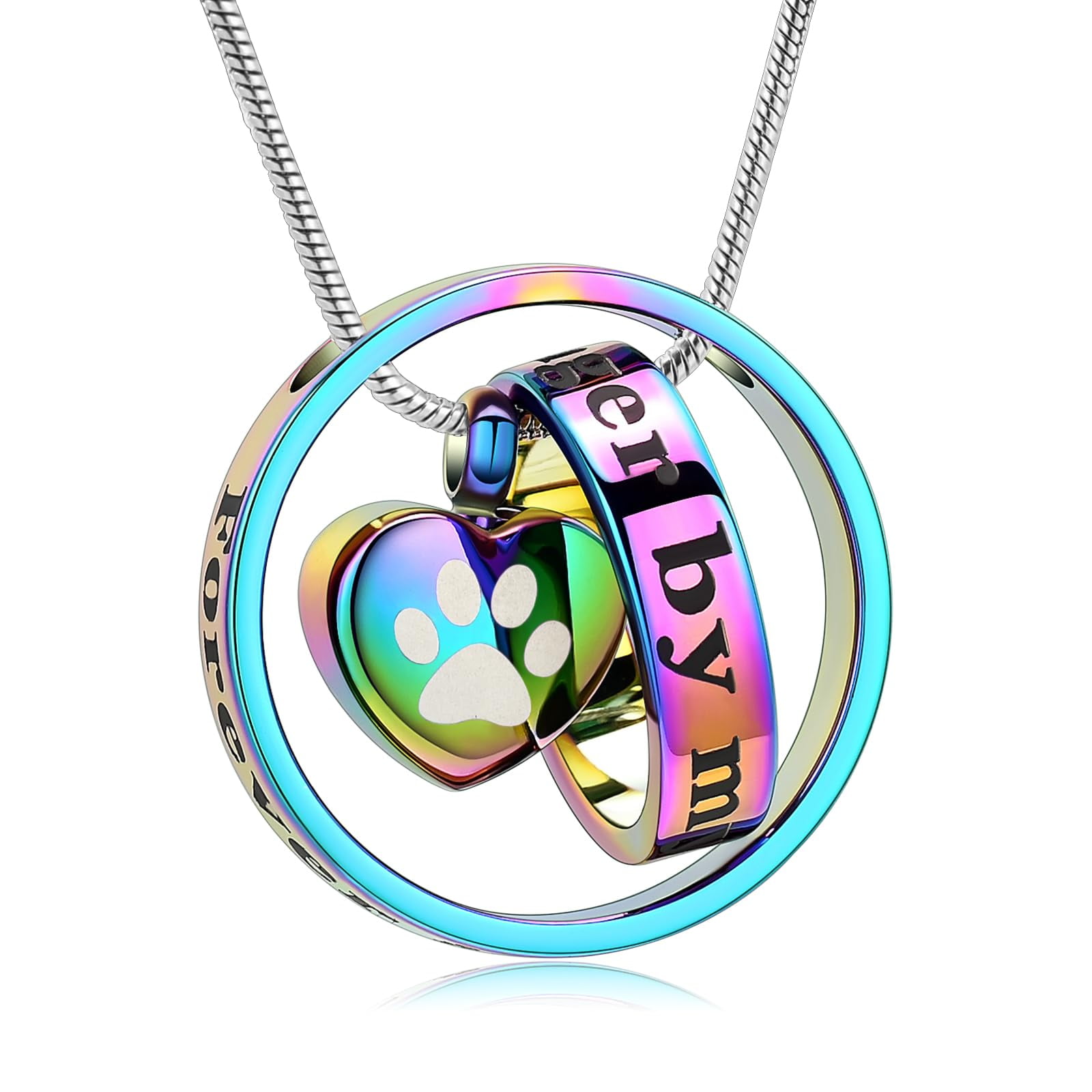 Circle of Life Paw Print Heart Urn Pendant Pet Memorial Necklace for ...