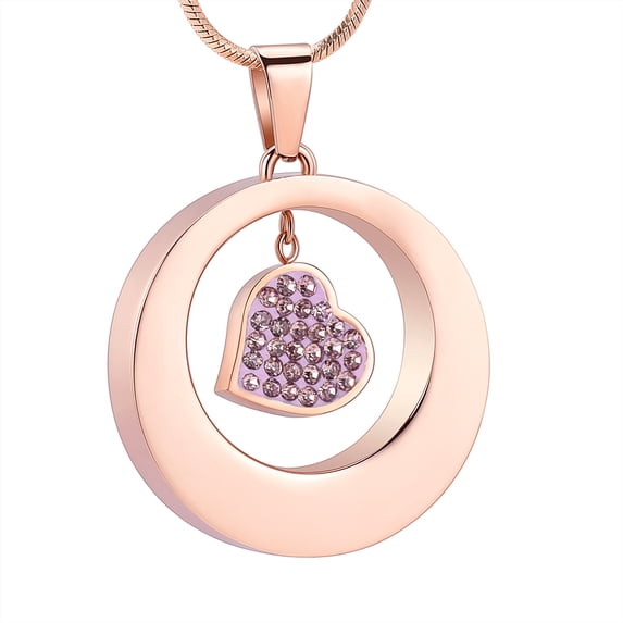 Circle of Life Urn Necklace for Cremation Ashes Holder Heart Memorial Jewelry Pendent for Ashes Perfume Dry Flowers