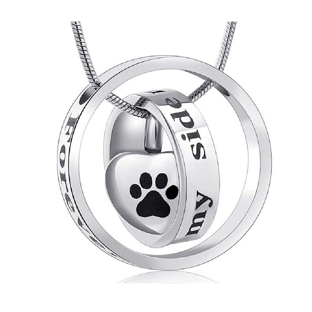 Circle of Life with Paw Print Pet Urns for Dogs Ashes Cat Urn Necklace ...