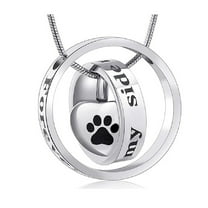 Circle of Life with Paw Print Pet Urns for Dogs Ashes Cat Urn Necklace Cremation Jewelry For Ashes Holder Heart Urn Pendant