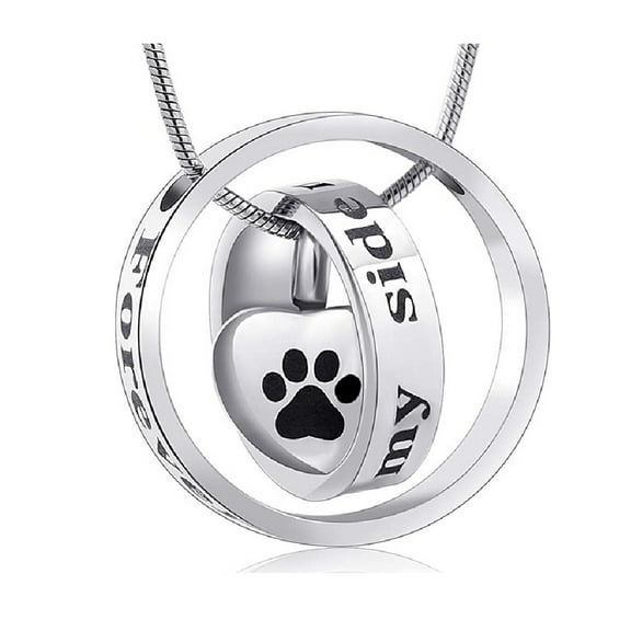 Circle of Life with Paw Print Pet Urns for Dogs Ashes Cat Urn Necklace Cremation Jewelry For Ashes Holder Heart Urn Pendant