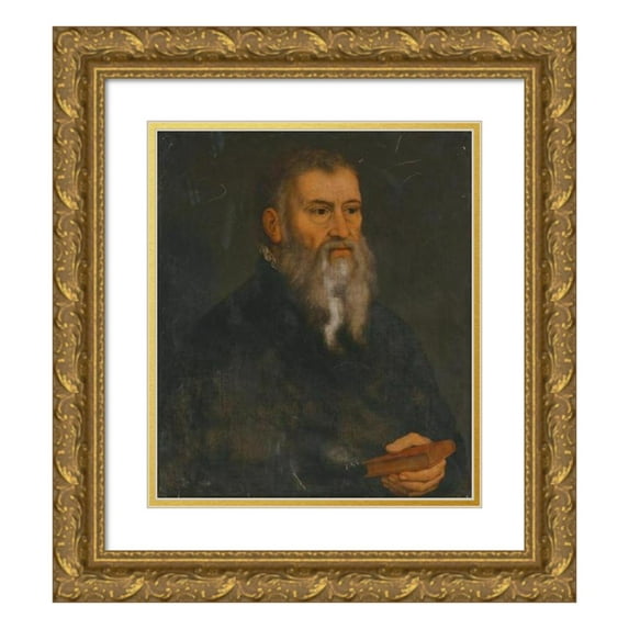 Circle of Nicolas Neufchatel 20x23 Gold Ornate Framed and Double Matted Museum Art Print Titled - Portrait of an Old Man, Head and Shoulders