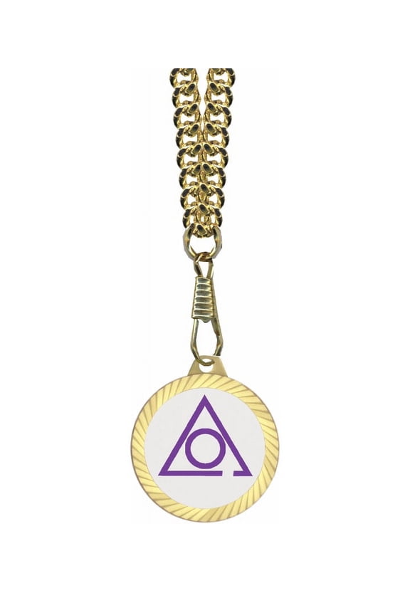 Circle of Perfection Masonic Round Gold Color Rimmed Classic Style Pendant