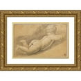 thumbnail image 1 of Circle of Petr Brandl 18x13 Gold Ornate Wood Frame and Double Matted Museum Art Print Titled - Back View of Putto, 1 of 4