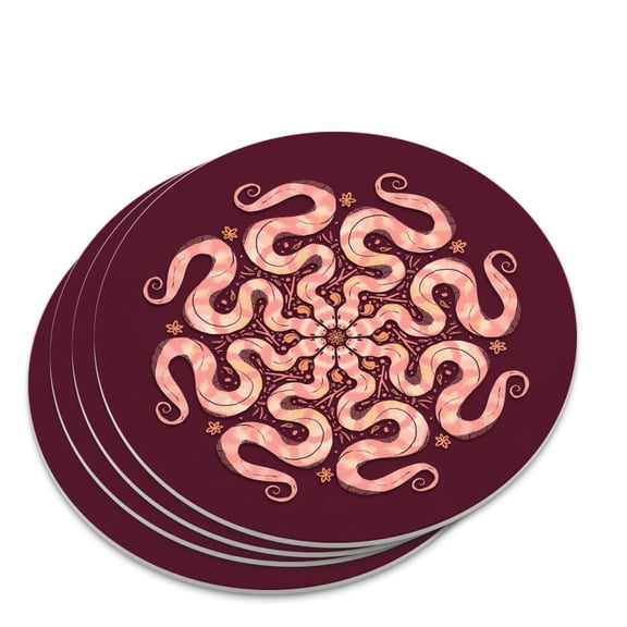 Circle of Snakes Forming a Flower Novelty Coaster Set