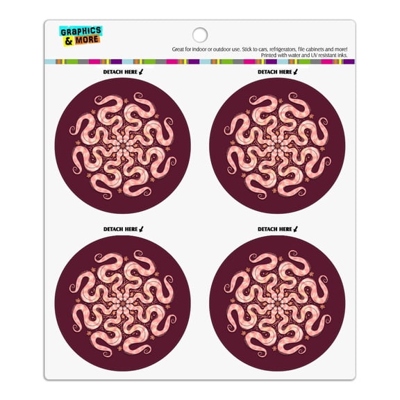 Circle of Snakes Forming a Flower Refrigerator Fridge Locker Vinyl Circle Magnet Set