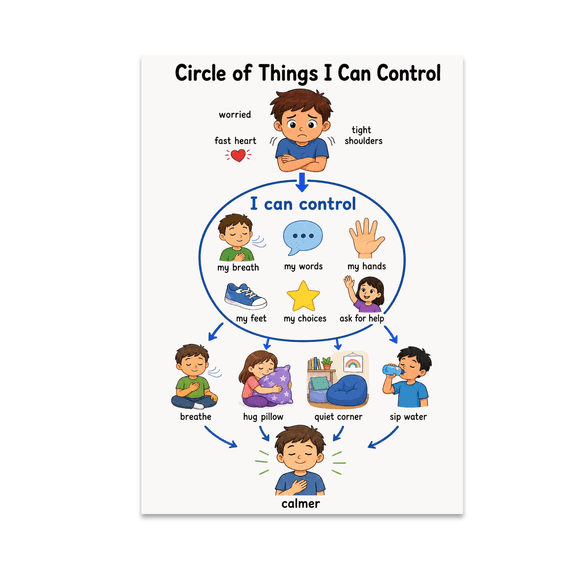 Circle of Things I Can Control Educational Reference - Classroom Decor - 13x19 Poster Print