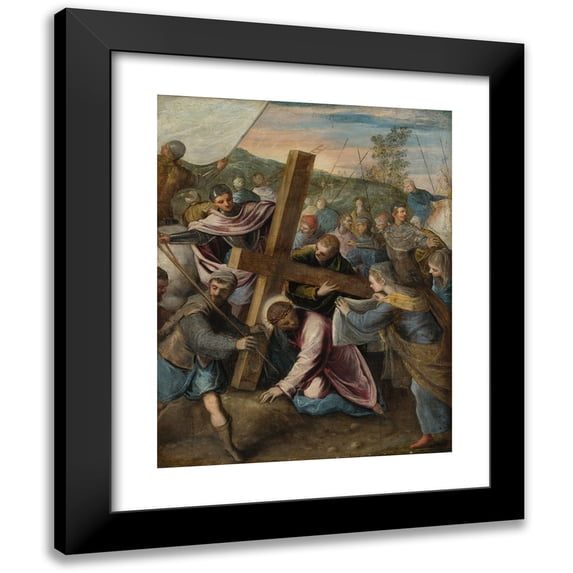 Circle of Tintoretto 12x14 Black Modern Framed Museum Art Print Titled - Christ on the Way to Calvary