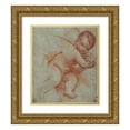 thumbnail image 1 of Circle of Titian 12x14 Gold Ornate Wood Frame and Double Matted Museum Art Print Titled - Winged Putto Holding the Base of a Cross (1477-1510), 1 of 4