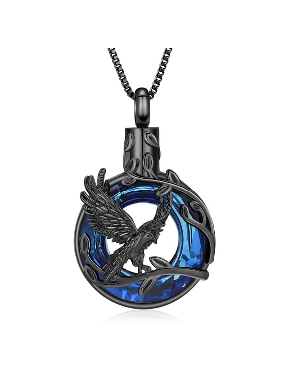 Circle of life with Eagle Urn Necklace for Ashes Cremation Jewelry for Women Men Memorial Necklaces Ash Holder for Human / Pet