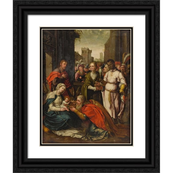 Circle of Frans Francken the Younger 15x18 Black Ornate Wood Framed Double Matted Museum Art Print Titled - Adoration of the Magi
