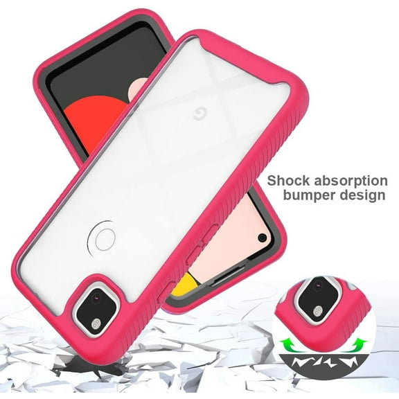 Circlemalls Case for Google Pixel 5 Case, 12 Feet Drop Test Shockproof Transparent Cover (Pink)