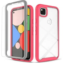 Circlemalls Case for Google Pixel 5 Case,   Screen Protector 12 Feet Drop Test Shockproof Transparent Cover (Pink)