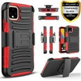 thumbnail image 1 of Circlemalls Case for Google Pixel 5, + Screen Protector Combo Built-in Kickstand With Belt Clip Cover (Red), 1 of 1