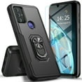 thumbnail image 1 of Circlemalls Case for Motorola Moto G Power 2022, Tempered Glass Screen Protector, Ring Stand Armor Cover Case-Black, 1 of 5