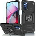 thumbnail image 1 of Circlemalls Case for Motorola Moto G Stylus 2022, Tempered Glass Screen Protector, Ring Stand Shockproof Cover-Black, 1 of 5