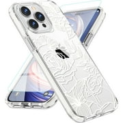 Circlemalls Google Pixel 7a Case, [With Tempered Glass Screen Protector], Shockproof Protective Bumpers Cover-White Flower
