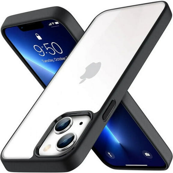 Circlemalls iPhone 15 Case, [With Tempered Glass Screen Protector], Protective Bumpers Cover Black