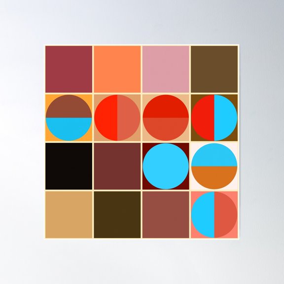 Circles And Squares Poster Wall Art, Modern Wall Decor For Living Room Bedroom, 24x24 UNFRAMED