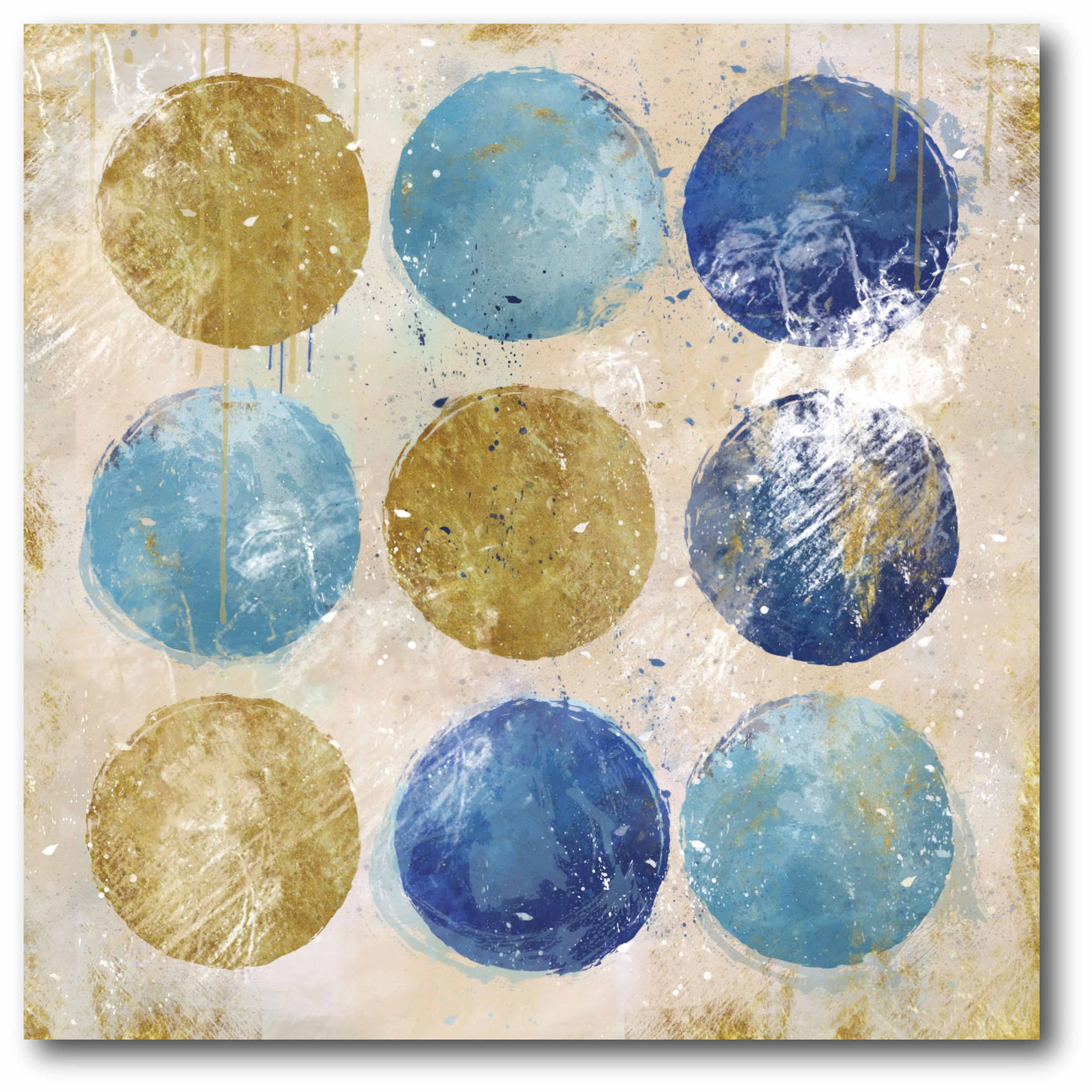 Circles Blue & Gold Gallery-Wrapped Canvas Wall Art, 16x16