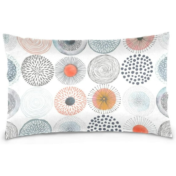 Circles Colorful Texture Velvet Oblong Lumbar Plush Throw Pillow Cover/Shams Cushion Case - 20x26in - Decorative Invisible Zipper Design for Couch Sofa Pillowcase Only