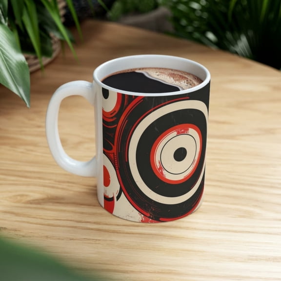 Circles Group Mug, Street Art Mug, Graffiti Mug, Artist Mug, pes Mug, Red Black, Coffee, Tea, Gift Idea, Gift Her, Gift Him.