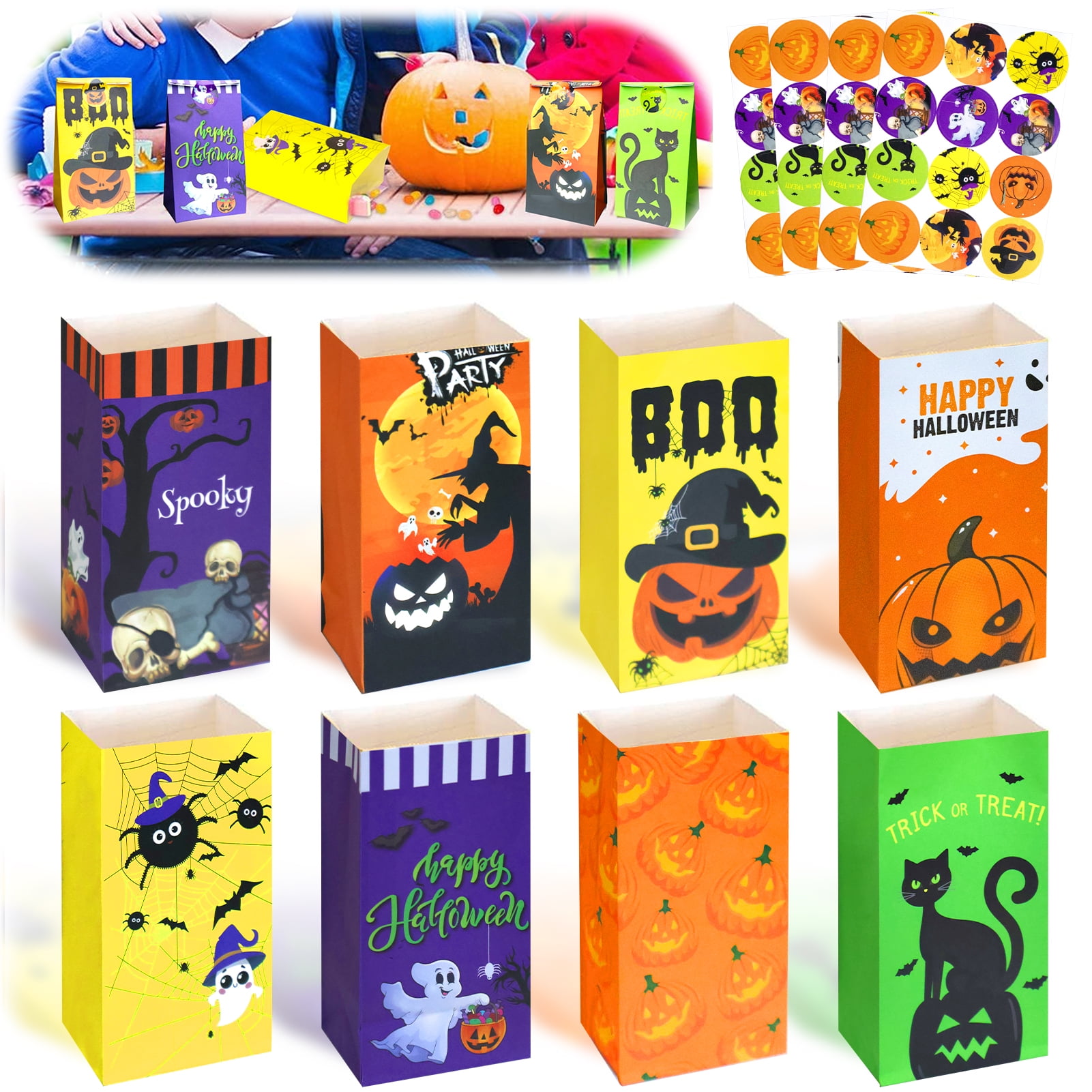 16Pcs Halloween Treat Bags Party Favors Trick Or Treat Gift Bags For...