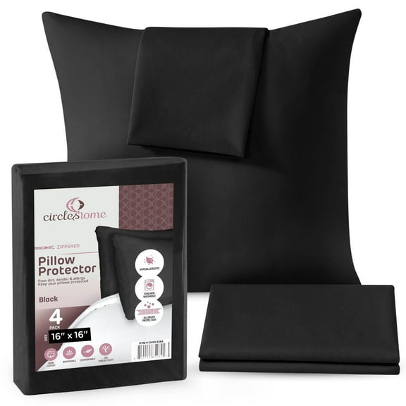 CIRCLESHOME Throw Pillow Protectors - 100% Cotton Breathable Pillowcases - 16 X 16 Square Pillowcases - Protects Pillows from Dirt, Dust and Debris (Square Pillow - 4 Pack- 16x16)
