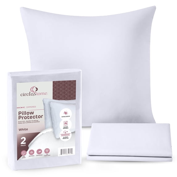 CIRCLESHOME Throw Pillow Protectors - 100% Cotton Breathable Pillowcases - 24 X 24 Square Pillowcases - Protects Pillows from Dirt, Dust and Debris (Square Pillow - 2 Pack- 24x24)