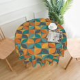 Circles Mosaic Orange Teal Round Tablecloth Geometric Waterproof Table
