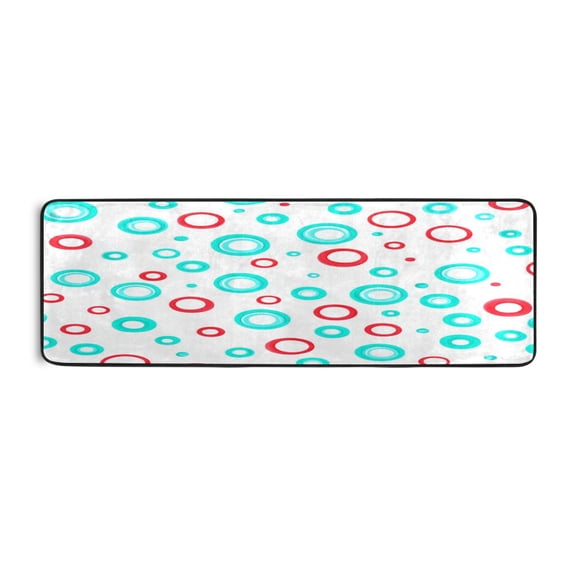 Circles Pattern 72x24" Runner Rug, Non-Slip Memory Foam Cushion, Anti-Crease for Hallways and Bedrooms