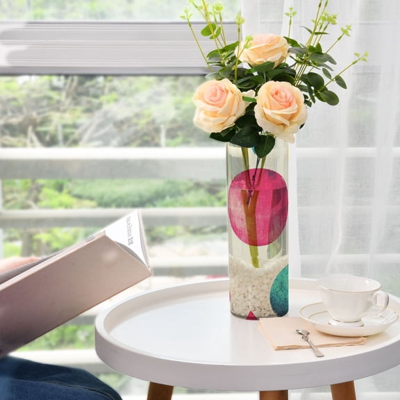 Circles Pattern Plastic Vase 11.8'' x 3.9'' Transparent Non Breakable Decorative for Family