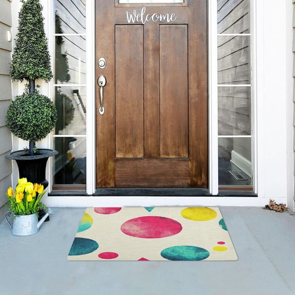 Circles Pattern Outdoor Doormats NonSlip Bath Rugs Absorbent Muddy Dirt Resist Door Mats 32''x20''