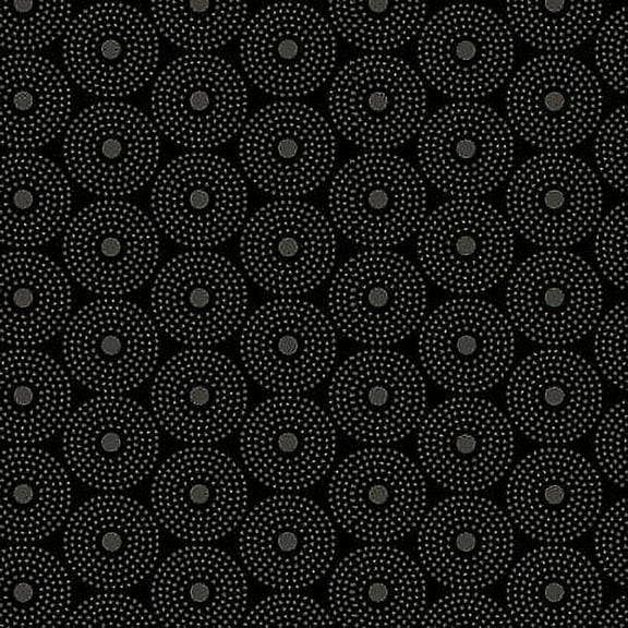 Circles Quilting Illusions Dk.Gray on Black Cotton Fabric by Quilting Treasures