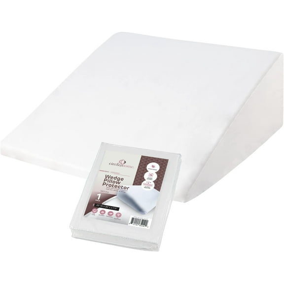 CirclesHome Wedge Pillow Cover 100% Cotton, Zippered Wedge Pillow Case Protector, Soft, Hypoallergenic & Breathable - White (25Wx26Lx7.5)
