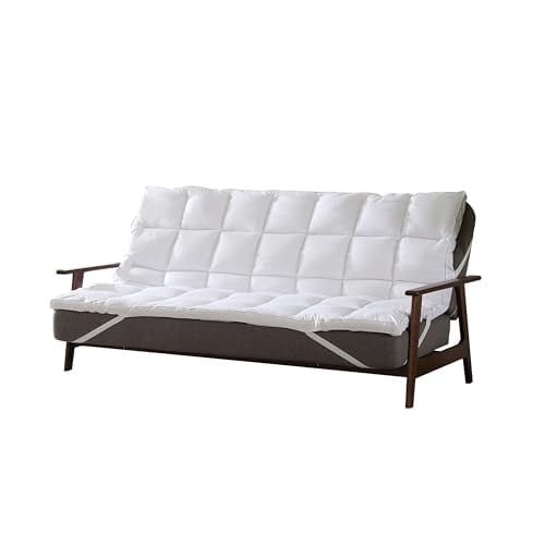 CirclesHome White Futon Mattress Toppers with Anti-Slip Anchors - Futon Cover Filled with Plush Down Alternative Fill - Full Size Futon Cover is Soft, Comfortable and Allergy Free (Size: 54 x 75 x 3)