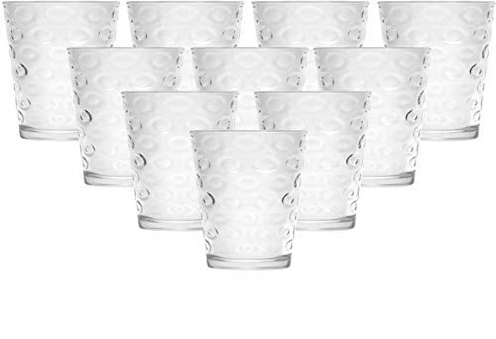 Circleware Circles Juice Drinking Glasses, Huge Set of 10, Heavy Base Tumbler Beverage Glassware for Water, Beer, Whiskey Bar Decor, 7oz.,Clear