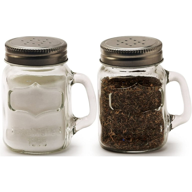 Circleware Glass Mini Mason Jar Mug Salt and Pepper Shakers with