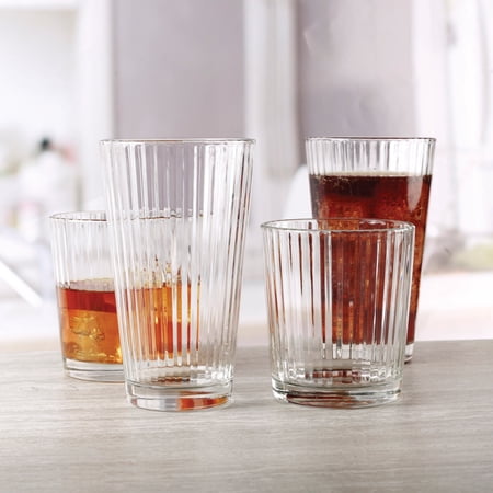 Circleware Hill Street Drinkware Glassware Entertaining Set of 16, 8-15.75oz. & 8-12.5oz,