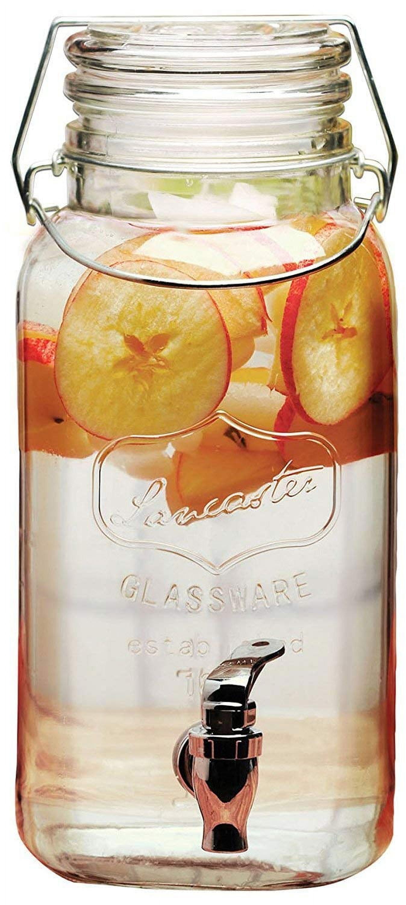 Lancaster Glass 1-Gallon Beverage Dispenser - Mason Jar Style Container  12.5”