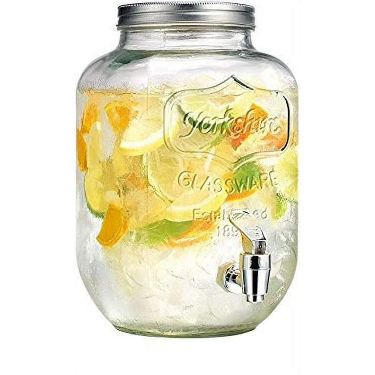 Circleware Barrel Shaped Glass Beverage Dispenser with Lid, Sun