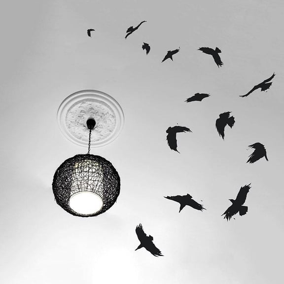 Circling Crows Wall Decal Nature Flock Of Birds Ceiling Decoration Decals Removable Self-adhesive Transfer Film Wallpaper 58x42cm