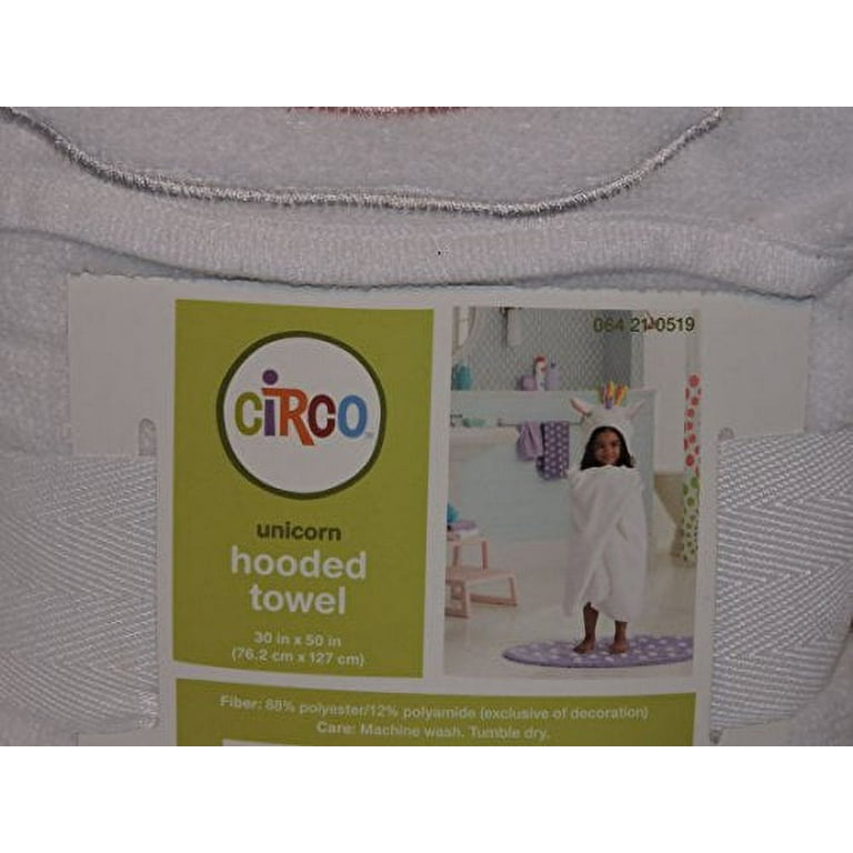 Circo Hooded Towel. Soft Plush Unicorn with Horn and Rainbow
