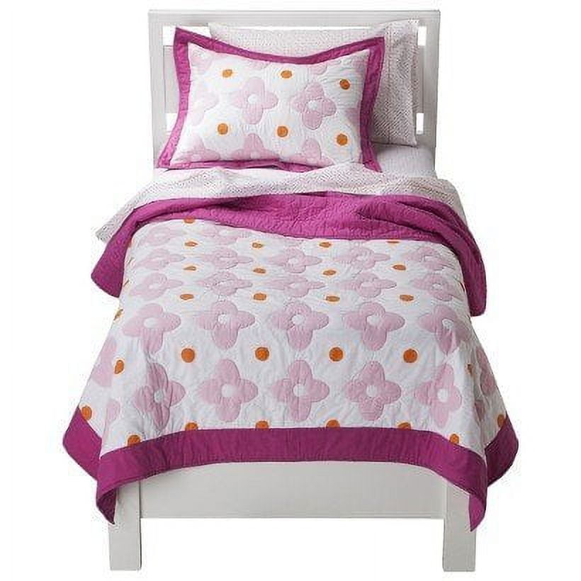 Circo Pink Flower Dot 3 Pc Quilt and Sham Set Size Full/Queen
