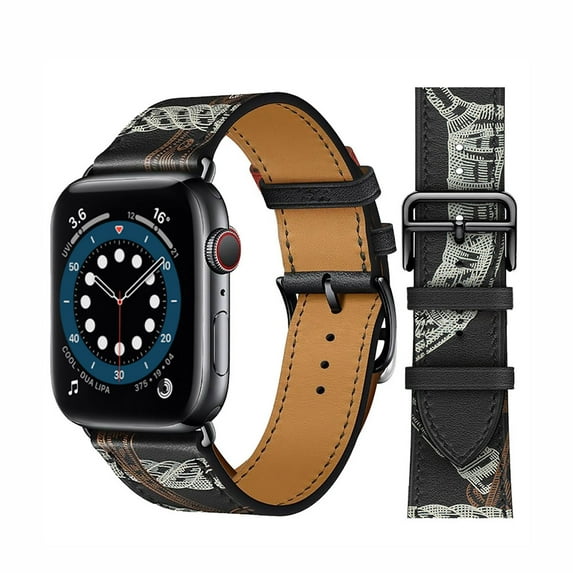 Circoclve Leather Band for Apple Watch 38mm 40mm 41mm,Genuine Leather Replacement Bracelet Strap for iwatch Series 9 8 Ultra 7 6 5 4 3 2 1 SE Gilr Women Men - Black-F