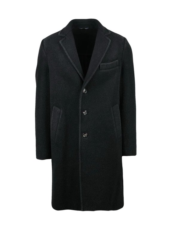 Black Virgin Wool-Blend Coat (Men's)