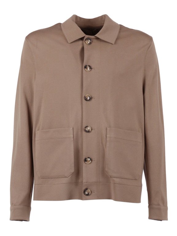 Brown Minimalist Shirt Casual Jacket (Men's)