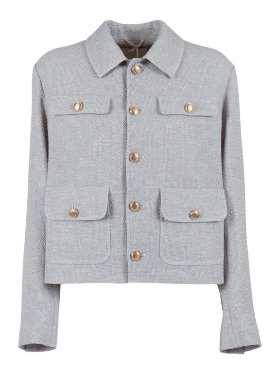 Cropped Linen Cotton Textured Jacket (Women's)